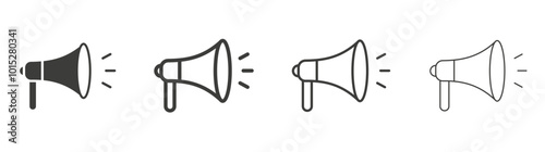 Megaphone liner icon vector set.
