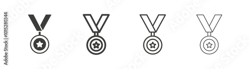 Medal liner icon vector set.