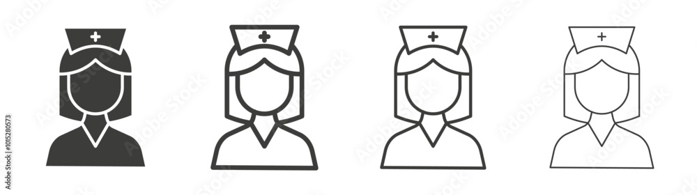 Nurse liner icon vector set. Nurse liner icon vector set.