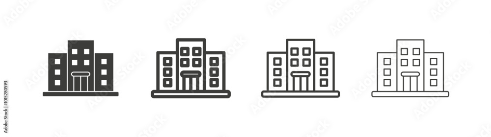 Office buildings liner icon vector set. Office buildings liner icon vector set.