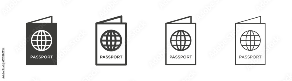 Passport liner icon vector set. Passport liner icon vector set.
