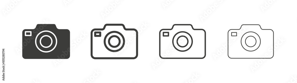 Photo Camera liner icon vector set. Photo Camera liner icon vector set.