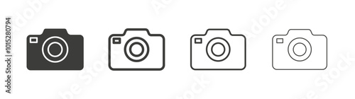 Photo Camera liner icon vector set.