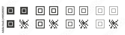 QR code liner icon vector set.