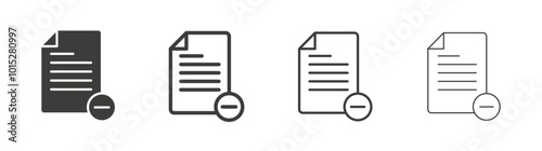 Remove document liner icon vector set.