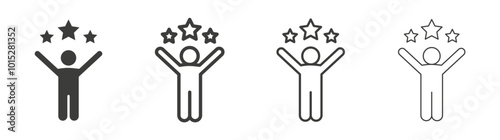 Success liner icon vector set.