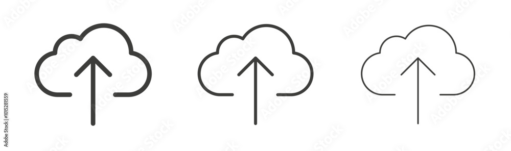 Upload to Cloud liner icon vector set. Upload to Cloud liner icon vector set.