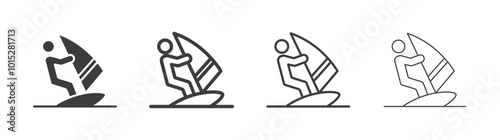 Windsurf liner icon vector set.