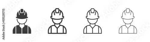 Worker liner icon vector set.