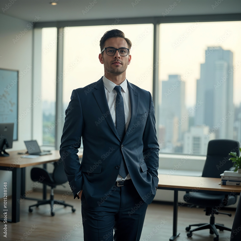 Confident Leadership: Office Boss in a Modern Workspace