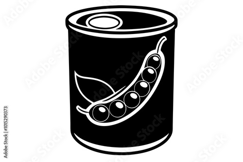  Green Peas Food Can silhouette black vector illustration