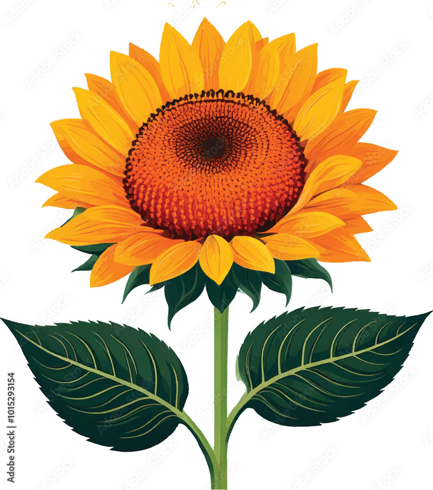 Naklejka premium sun flower vector illustration, solid white background