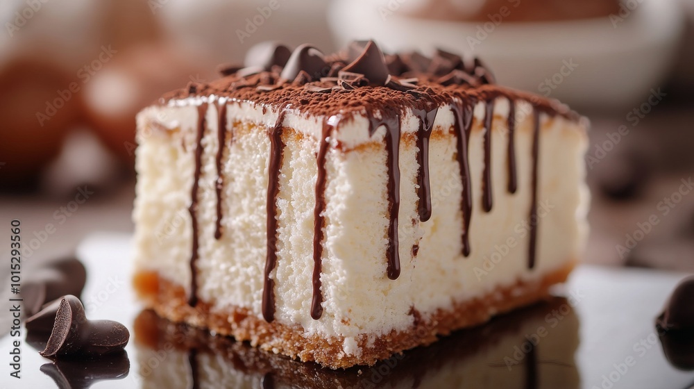 A delectable slice of cake, covered with a beautiful drizzle of rich chocolate, offering a mouthwatering blend of flavors and a tempting dessert experience. A delectable slice of cake, covered with a beautiful drizzle of rich chocolate, offering a mouthwatering blend of flavors and a tempting dessert experience.
