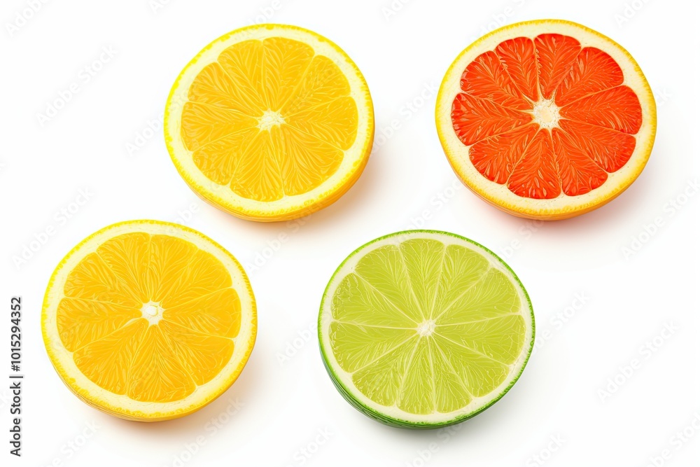 Assorted citrus fruit slices on white background -2 Assorted citrus fruit slices on white background -2