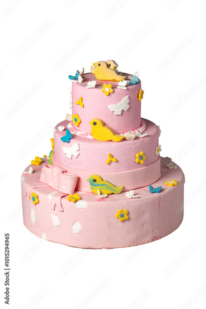 Design birthday cake isolated on white background Design birthday cake isolated on white background