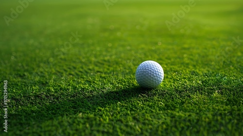 Close up golf ball on green grass field