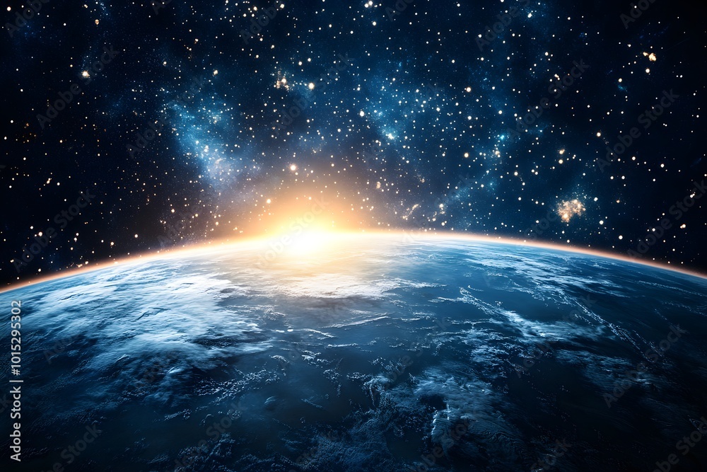 Beautiful sunrise over the earth from space Beautiful sunrise over the earth from space