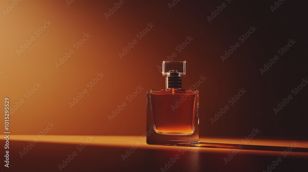Elegant men's fragrance on a bottle with brown backdrop and text space Elegant men's fragrance on a bottle with brown backdrop and text space