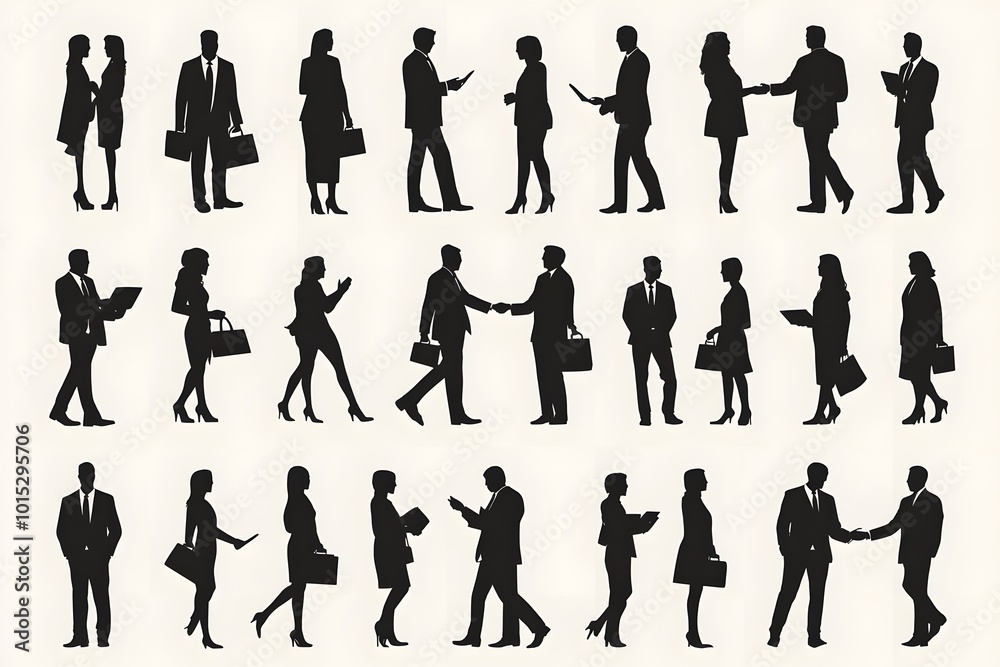 Business silhouettes for communication and networking Business silhouettes for communication and networking