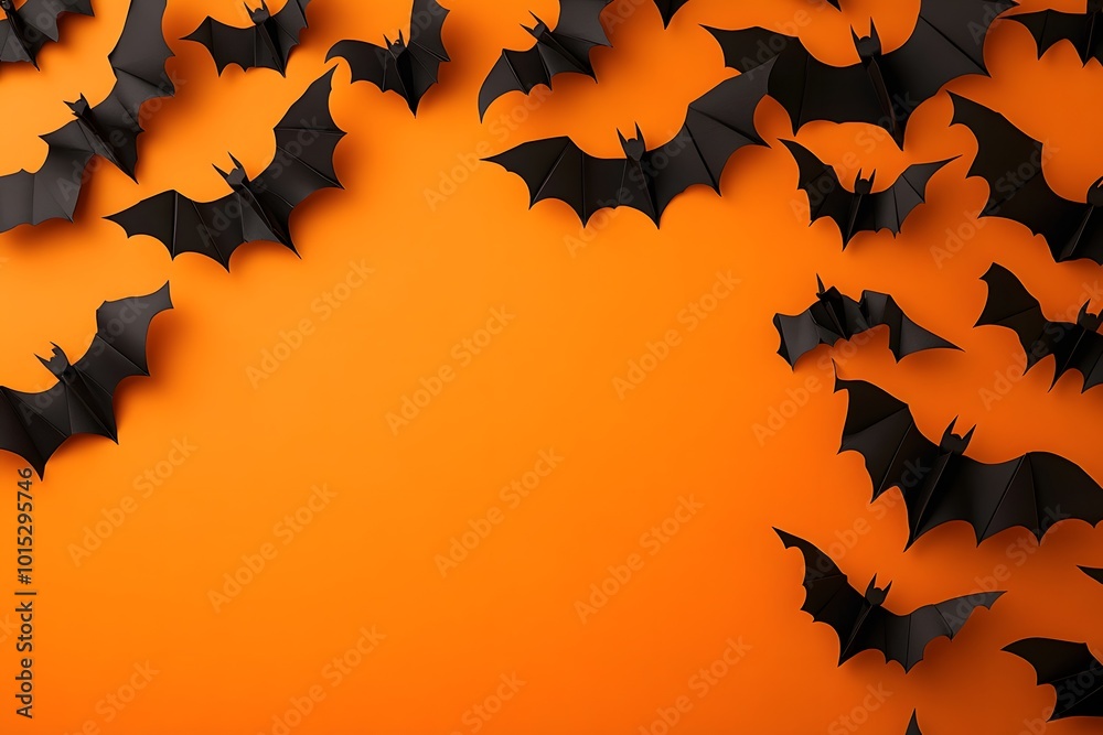 Bats on orange background 