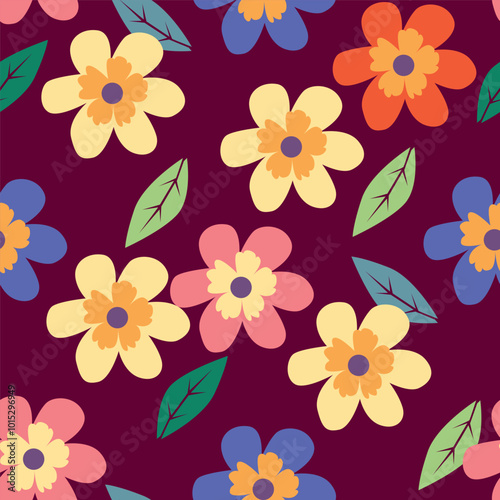 Wallpaper Mural Seamless pattern with floral motifs. Vector illustration. Torontodigital.ca