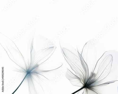 two flowers translucent on a white background. place for congratulations