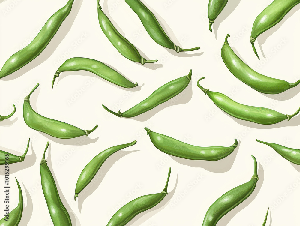 Green beans scattered over a light background. Green beans scattered over a light background.
