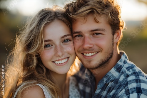 Happy couple smiling together 