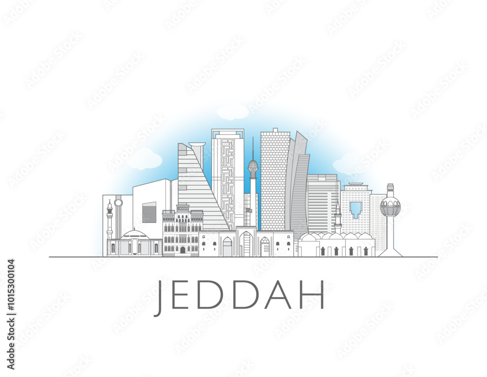Fototapeta premium Jeddah skyline cityscape vector illustration