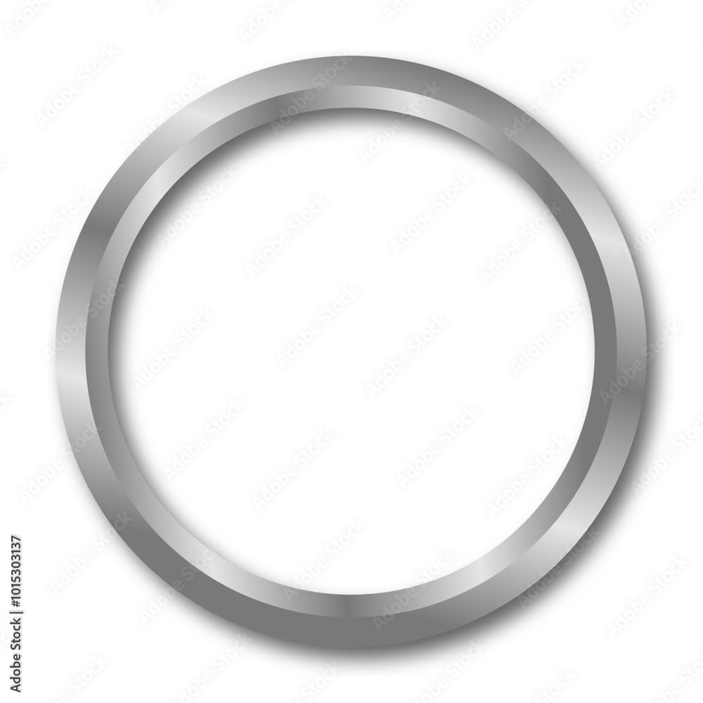 Fototapeta premium Silver circle frame isolated on transparent background. Silver metal frame PNG.