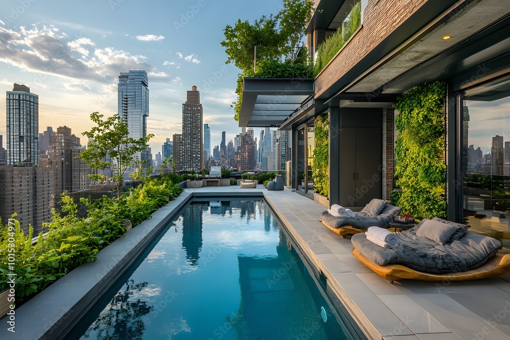 Obraz premium Sustainable urban rooftop pool