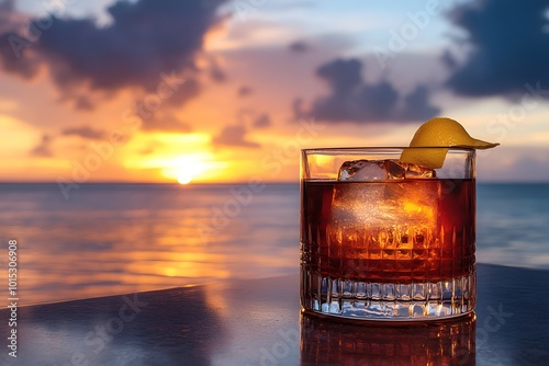 Sazerac cocktail by the beach photo