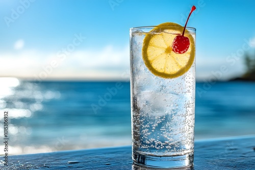 Tom collins cocktail by the ocean photo