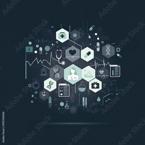 healthcare Industry illustration treatment and medical icons 