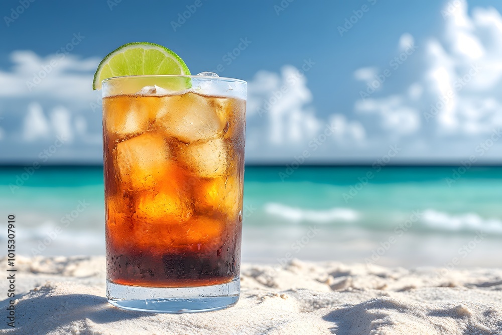 Dark 'n' stormy cocktail beachside Dark 'n' stormy cocktail beachside