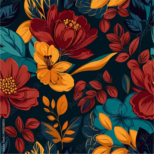 Floral texture flowers in dark  background