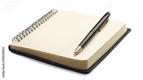 blank notebook isolated on white background