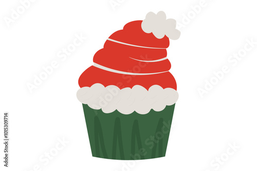 Cupcake in the form of Santa's hat