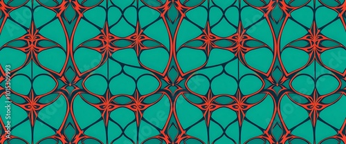 Abstract Geometric Art: Vibrant Red, Blue & Green Pattern photo