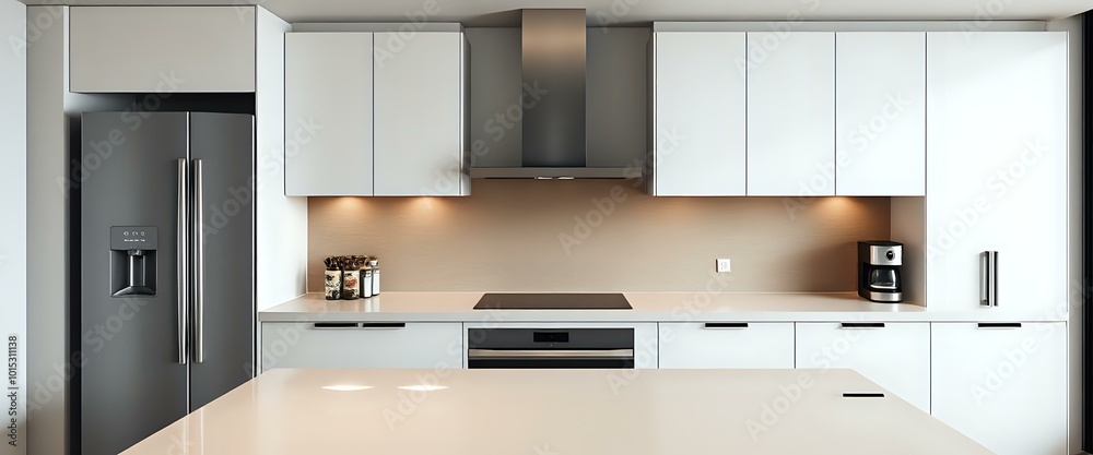 Modern Minimalist Kitchen with Island - Empty Space for Design Inspiration Modern Minimalist Kitchen with Island - Empty Space for Design Inspiration