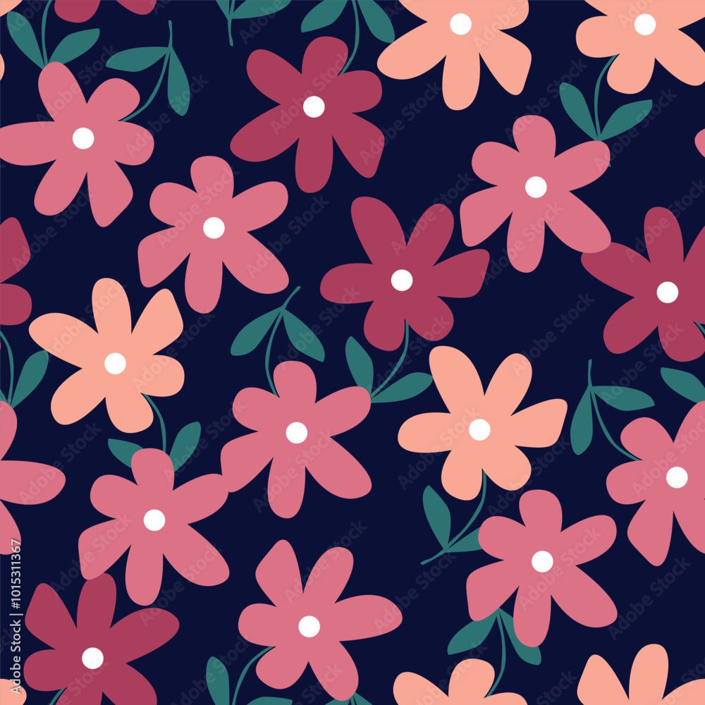 Fototapeta premium Seamless pattern with floral motifs. Vector illustration.