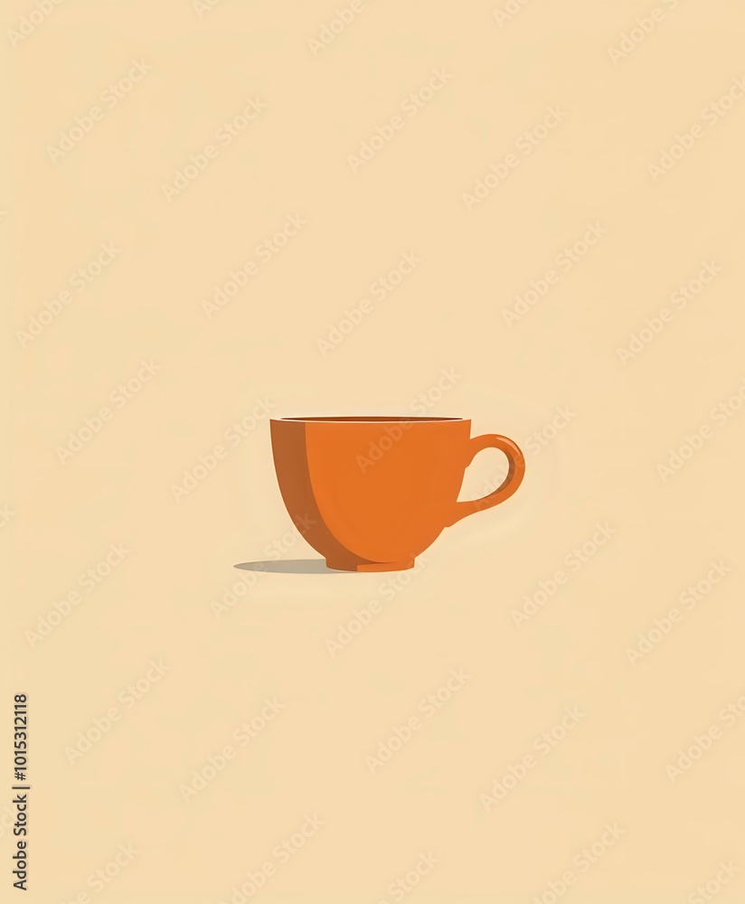Solo Vibrant Orange Coffee Cup on Beige Surface Solo Vibrant Orange Coffee Cup on Beige Surface