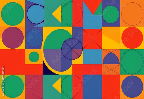 Wallpaper Mural Vibrant Abstract Shapes Collage - Lively Colors, Movement Effect Torontodigital.ca