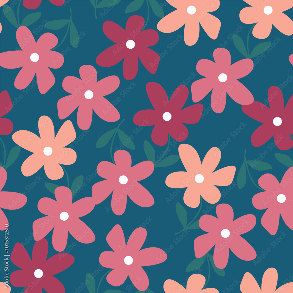 Fototapeta premium Seamless pattern with floral motifs. Vector illustration.