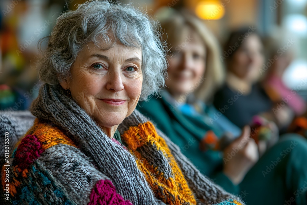 Older adults enjoying a knitting workshop Older adults enjoying a knitting workshop