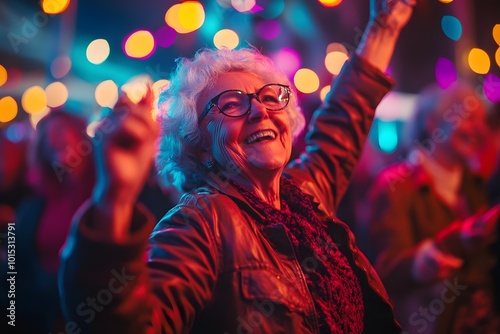 Seniors enjoying a group dance party