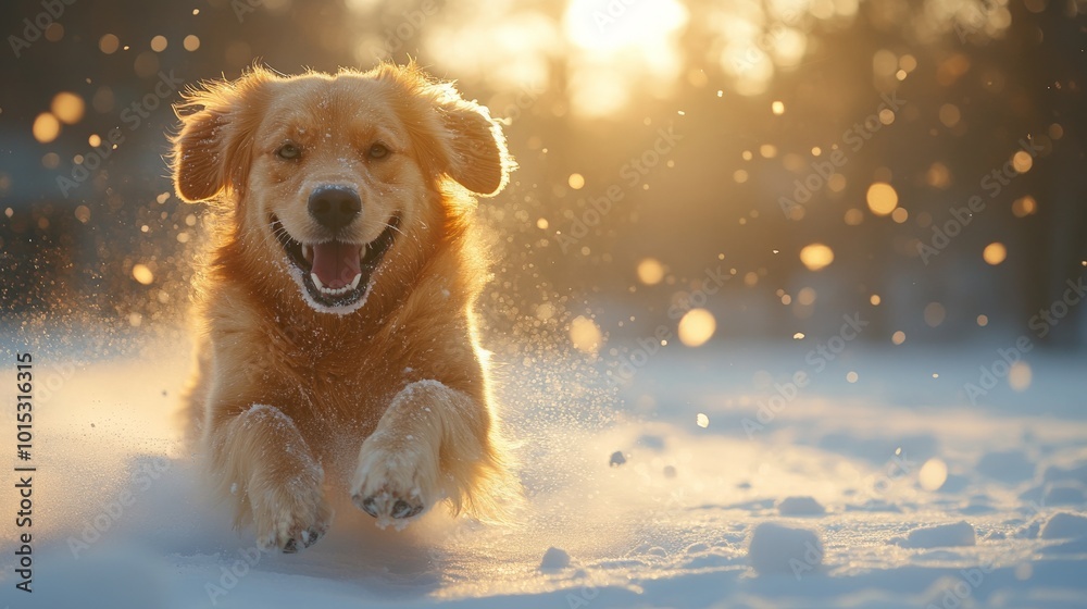 Playful dog frolicking in the winter snow Playful dog frolicking in the winter snow