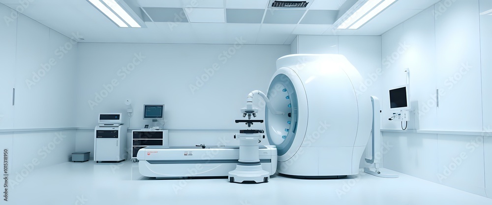 High-Quality MRI Scanner Laboratory Workspace with Various Medical Equipment High-Quality MRI Scanner Laboratory Workspace with Various Medical Equipment