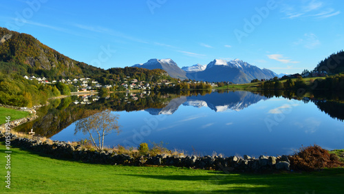 The lake Storevalen in Solevågen, Møre og Romsdal, Norway photo