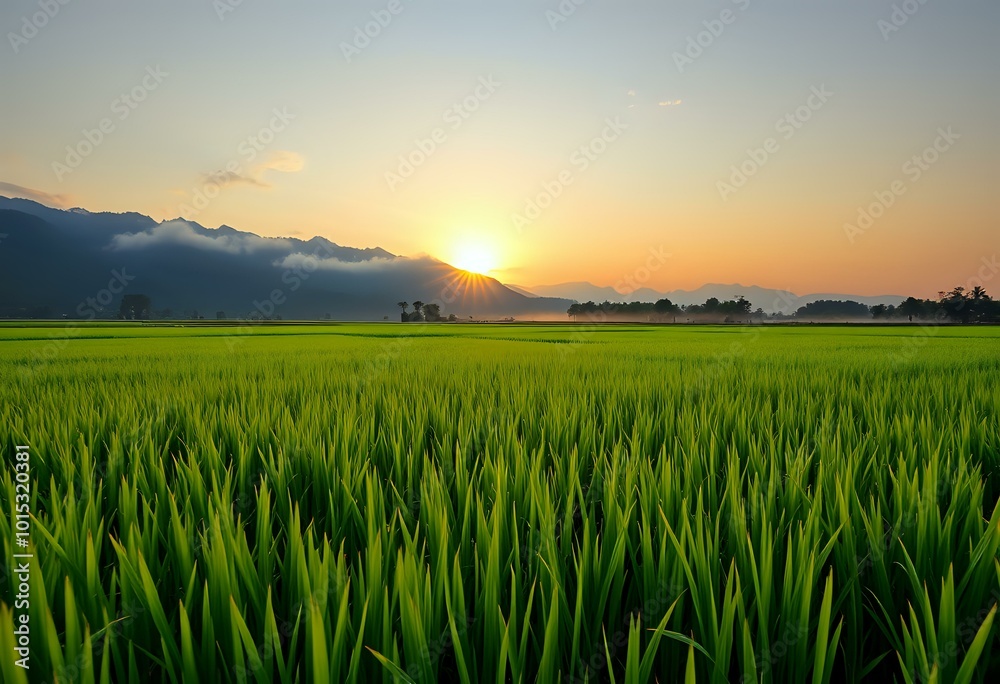 Serene Yellow Field Sunset with Vibrant Orange and Pink Sky Serene Yellow Field Sunset with Vibrant Orange and Pink Sky